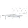 Metal bed frame with white headboard 120x200 cm by vidaXL, Beds and slatted bases - Ref: Foro24-376549, Price: 107,50 €, Disc...