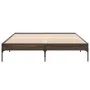 Estructura cama madera ingeniería metal marrón roble 140x200 cm de vidaXL, Camas y somieres - Ref: Foro24-845020, Precio: 110...