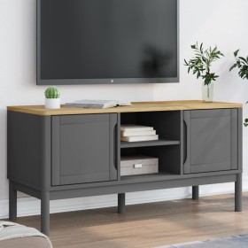 Mueble de TV FLORO madera maciza de pino gris 114x43x55 cm