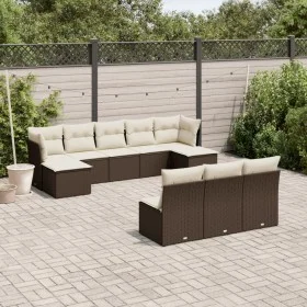 10-piece garden sofa set and brown synthetic rattan cushions by vidaXL, Garden sets - Ref: Foro24-3250132, Price: 557,31 €, D...