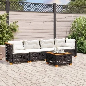 5-teiliges Gartenmöbel-Set und schwarze synthetische Rattankissen von vidaXL, Gartensets - Ref: Foro24-3261728, Preis: 364,25...