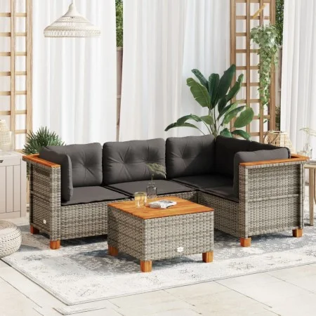 Garden sofa set with cushions 5 pieces gray synthetic rattan by vidaXL, Garden sets - Ref: Foro24-3261804, Price: 444,40 €, D...