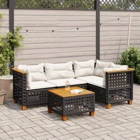 5-piece garden furniture set and black synthetic rattan cushions by vidaXL, Garden sets - Ref: Foro24-3261806, Price: 444,98 ...