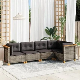 Garden sofa set with cushions 5 pieces gray synthetic rattan by vidaXL, Garden sets - Ref: Foro24-3261810, Price: 386,44 €, D...