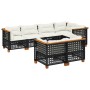 7-teiliges Gartensofa-Set mit schwarzen synthetischen Rattankissen von vidaXL, Gartensets - Ref: Foro24-3261884, Preis: 590,3...