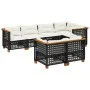 7-teiliges Gartensofa-Set mit schwarzen synthetischen Rattankissen von vidaXL, Gartensets - Ref: Foro24-3261884, Preis: 640,4...