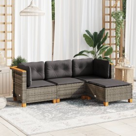 4-piece garden sofa set and gray synthetic rattan cushions by vidaXL, Garden sets - Ref: Foro24-3261780, Price: 284,70 €, Dis...
