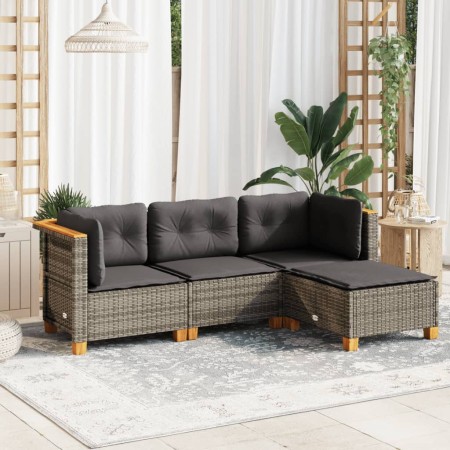 4-teilige Gartensofagarnitur und graue synthetische Rattankissen von vidaXL, Gartensets - Ref: Foro24-3261780, Preis: 284,58 ...