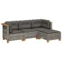4-piece garden sofa set and gray synthetic rattan cushions by vidaXL, Garden sets - Ref: Foro24-3261780, Price: 296,62 €, Dis...