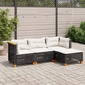4-piece garden sofa set with black synthetic rattan cushions by vidaXL, Garden sets - Ref: Foro24-3261782, Price: 307,42 €, D...