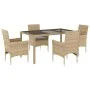 Garden dining set 5 pieces with beige glass synthetic rattan cushions by vidaXL, Garden sets - Ref: Foro24-3278563, Price: 40...
