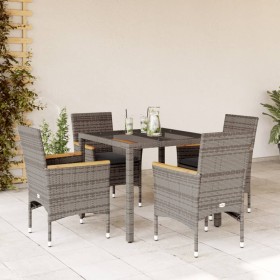 Garden dining set 5 pieces and gray glass synthetic rattan cushions by vidaXL, Garden sets - Ref: Foro24-3278652, Price: 374,...
