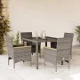 Garten-Essgruppe 5-teilig und Kissen aus synthetischem Rattan in grauem Glas von vidaXL, Gartensets - Ref: Foro24-3278652, Pr...