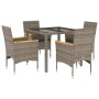Garten-Essgruppe 5-teilig und Kissen aus synthetischem Rattan in grauem Glas von vidaXL, Gartensets - Ref: Foro24-3278652, Pr...