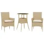 Garden dining set 3 pieces with beige glass synthetic rattan cushions by vidaXL, Garden sets - Ref: Foro24-3278625, Price: 18...