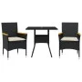 Garden dining set 3 pieces with black glass synthetic rattan cushions by vidaXL, Garden sets - Ref: Foro24-3278703, Price: 21...