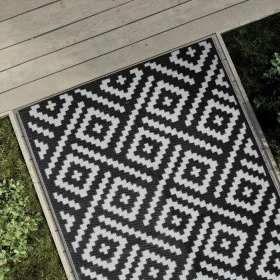 Schwarz-weißer PP-Außenteppich 120x180 cm von vidaXL, Outdoor-Protektoren - Ref: Foro24-368572, Preis: 26,64 €, Rabatt: %