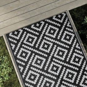Schwarz-weißer PP-Außenteppich 120x180 cm von vidaXL, Outdoor-Protektoren - Ref: Foro24-368572, Preis: 27,20 €, Rabatt: %