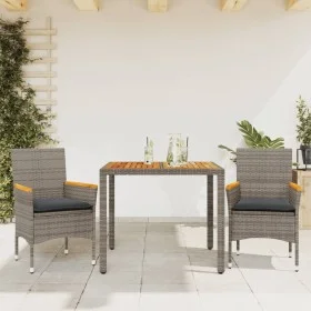 3-piece garden dining set with gray acacia PE rattan cushions by vidaXL, Garden sets - Ref: Foro24-3278633, Price: 261,14 €, ...