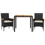 3-piece garden dining set with black acacia PE rattan cushions by vidaXL, Garden sets - Ref: Foro24-3278627, Price: 240,44 €,...