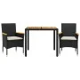 3-piece garden dining set with black acacia PE rattan cushions by vidaXL, Garden sets - Ref: Foro24-3278627, Price: 257,71 €,...