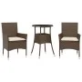 Set comedor jardín 3 pzas cojines ratán sintético vidrio marrón de vidaXL, Conjuntos de jardín - Ref: Foro24-3278619, Precio:...