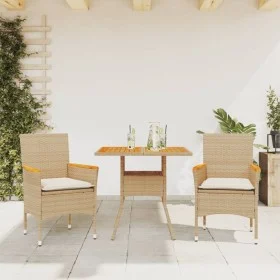 3-piece garden dining set with beige acacia PE rattan cushions by vidaXL, Garden sets - Ref: Foro24-3278701, Price: 222,13 €,...