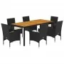 Set de comedor jardín 7 pzas con cojines ratán PE acacia negro de vidaXL, Conjuntos de jardín - Ref: Foro24-3278667, Precio: ...