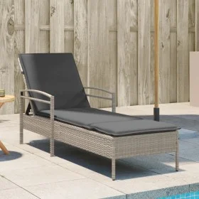 Sonnenliege mit hellgrauem synthetischem Rattankissen 63x200x81 cm von vidaXL, Liegen - Ref: Foro24-368304, Preis: 153,27 €, ...