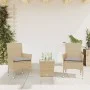 Table and chairs with cushions 3 pieces synthetic rattan beige glass by vidaXL, Garden sets - Ref: Foro24-3278743, Price: 161...