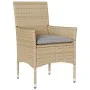 Table and chairs with cushions 3 pieces synthetic rattan beige glass by vidaXL, Garden sets - Ref: Foro24-3278743, Price: 161...