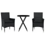 Table and chairs with cushions 3 pieces synthetic rattan black glass by vidaXL, Garden sets - Ref: Foro24-3278748, Price: 174...
