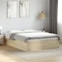 Sonoma oak engineered wood bed frame 140x200 cm by vidaXL, Beds and slatted bases - Ref: Foro24-3281016, Price: 120,44 €, Dis...