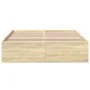 Sonoma oak engineered wood bed frame 140x200 cm by vidaXL, Beds and slatted bases - Ref: Foro24-3281016, Price: 120,44 €, Dis...