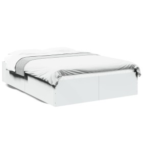 Estructura de cama madera de ingeniería blanca 140x200 cm de vidaXL, Camas y somieres - Ref: Foro24-3281014, Precio: 125,20 €...