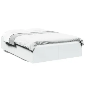 White engineered wood bed frame 140x200 cm by vidaXL, Beds and slatted bases - Ref: Foro24-3281014, Price: 123,70 €, Discount: %
