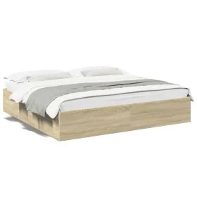 Sonoma oak engineered wood bed frame 180x200 cm by vidaXL, Beds and slatted bases - Ref: Foro24-3280995, Price: 135,07 €, Dis...