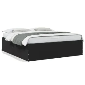 Estructura de cama madera de ingeniería negra 180x200 cm de vidaXL, Camas y somieres - Ref: Foro24-3280903, Precio: 161,98 €,...