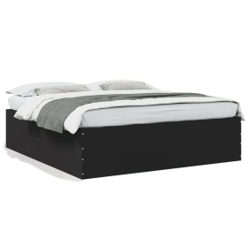Estructura de cama madera de ingeniería negra 180x200 cm de vidaXL, Camas y somieres - Ref: Foro24-3280903, Precio: 168,43 €,...