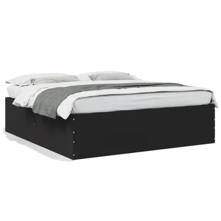 Black engineered wood bed frame 180x200 cm by vidaXL, Beds and slatted bases - Ref: Foro24-3280903, Price: 162,03 €, Discount: %