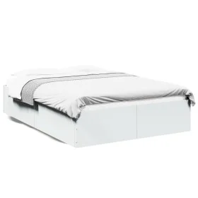 White engineered wood bed frame 135x190 cm by vidaXL, Beds and slatted bases - Ref: Foro24-3281035, Price: 121,98 €, Discount: %