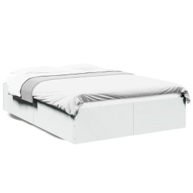 White engineered wood bed frame 140x190 cm by vidaXL, Beds and slatted bases - Ref: Foro24-3281028, Price: 127,49 €, Discount: %