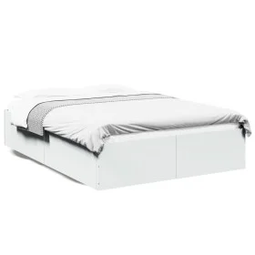 White engineered wood bed frame 140x190 cm by vidaXL, Beds and slatted bases - Ref: Foro24-3281028, Price: 122,50 €, Discount: %