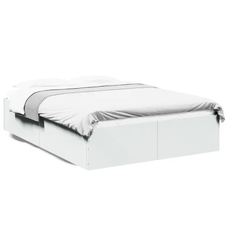 White engineered wood bed frame 140x190 cm by vidaXL, Beds and slatted bases - Ref: Foro24-3281028, Price: 122,50 €, Discount: %