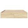 Sonoma oak engineered wood bed frame 150x200 cm by vidaXL, Beds and slatted bases - Ref: Foro24-3281009, Price: 127,24 €, Dis...