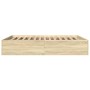 Sonoma oak engineered wood bed frame 150x200 cm by vidaXL, Beds and slatted bases - Ref: Foro24-3281009, Price: 127,24 €, Dis...