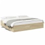 Sonoma oak engineered wood bed frame 200x200 cm by vidaXL, Beds and slatted bases - Ref: Foro24-3280988, Price: 141,27 €, Dis...