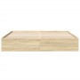 Sonoma oak engineered wood bed frame 200x200 cm by vidaXL, Beds and slatted bases - Ref: Foro24-3280988, Price: 141,27 €, Dis...