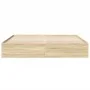 Sonoma oak engineered wood bed frame 200x200 cm by vidaXL, Beds and slatted bases - Ref: Foro24-3280988, Price: 138,65 €, Dis...
