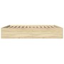 Sonoma oak engineered wood bed frame 200x200 cm by vidaXL, Beds and slatted bases - Ref: Foro24-3280988, Price: 141,27 €, Dis...